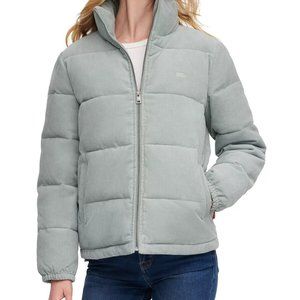 Levi's Lined Mint Green Corduroy Zip Up Puffer Jacket